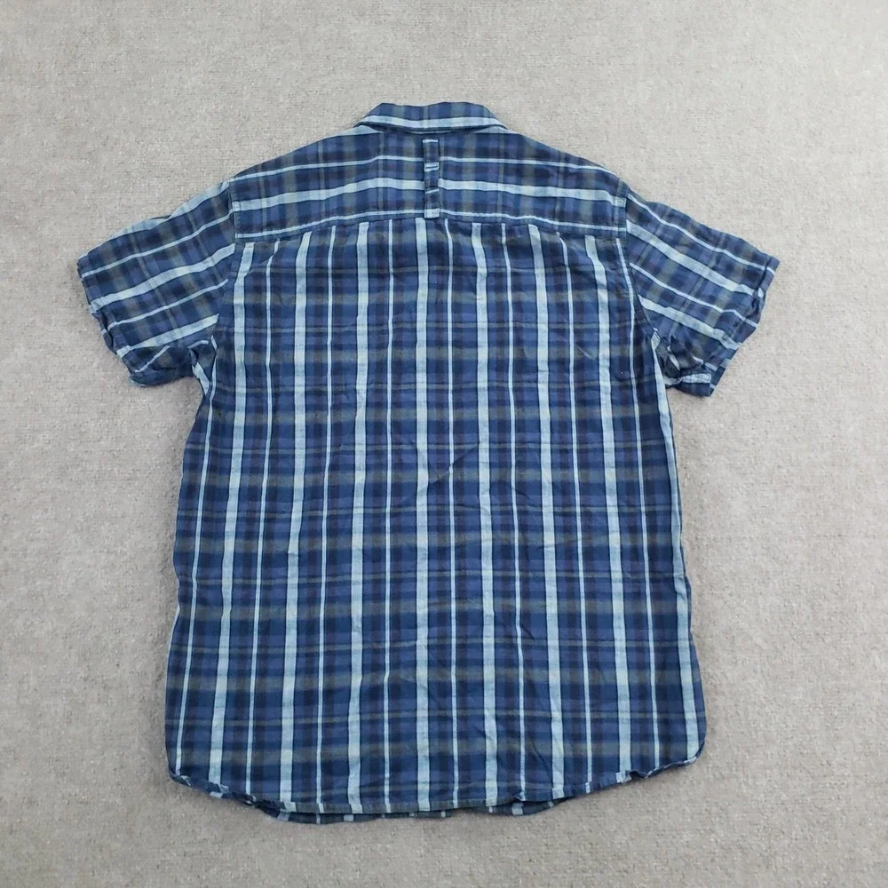 The North Face Shirt Mens Medium Blue‎ Plaid Short Sleeve Button Up Casual